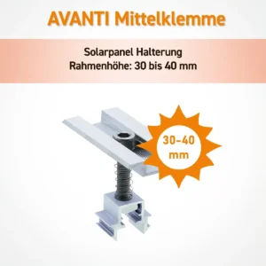 Solarpanel Halterung Avanti Mittelklemme 30-40 mm Befestigung Dachmontage PV Alu - 1.webp