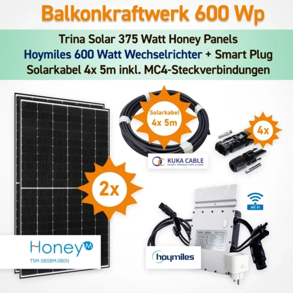 1-. Balkonkraftwerk 600 Watt Plug & Play Trina Solarmodul  Hoymiles HM-600 WiFi - 1.webp